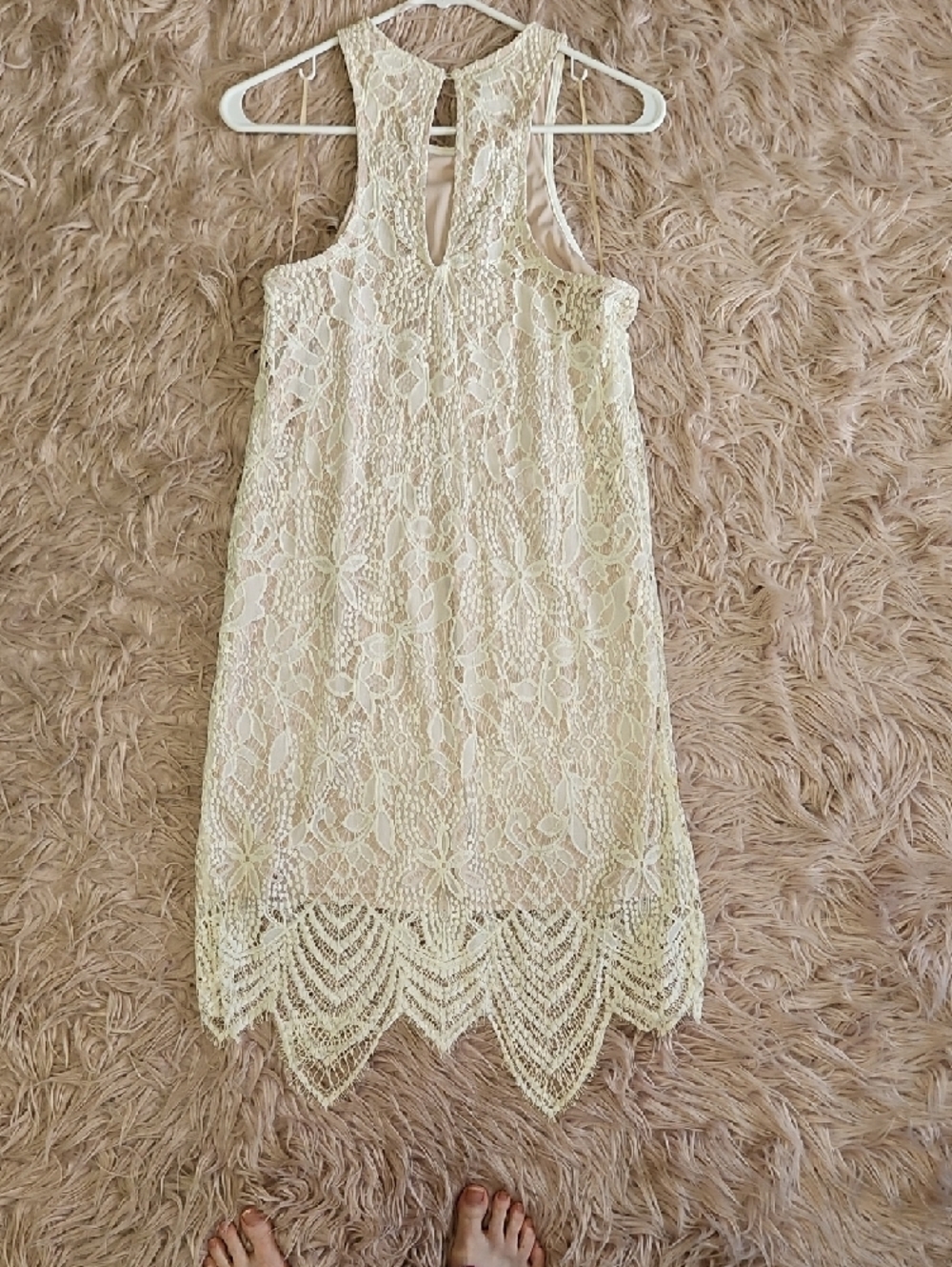 Express Cream Lace Racerback Dress - Picture 4 of 6
